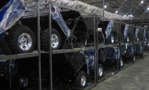 Rhino ATVs racked for optimal loading & delivery