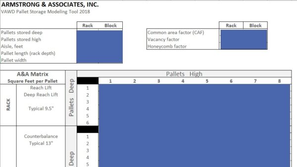 VAWD Pallet Storage Modeling Tool (Single Site) - Image 2