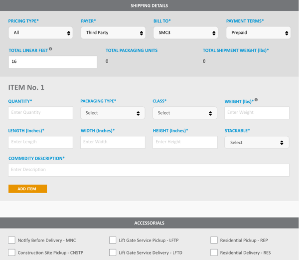 A detailed view of the options in LTL Go.